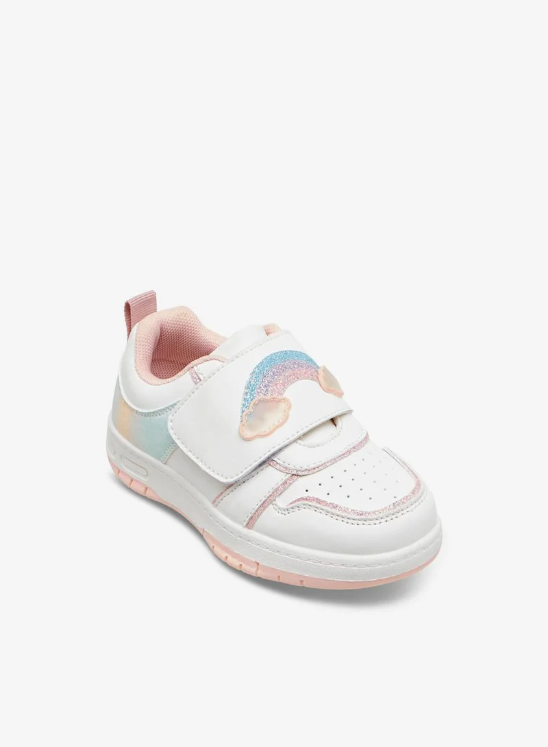 جونيورز حذاء رياضي بناتي مزين بألوان قوس قزح بشريط لاصق